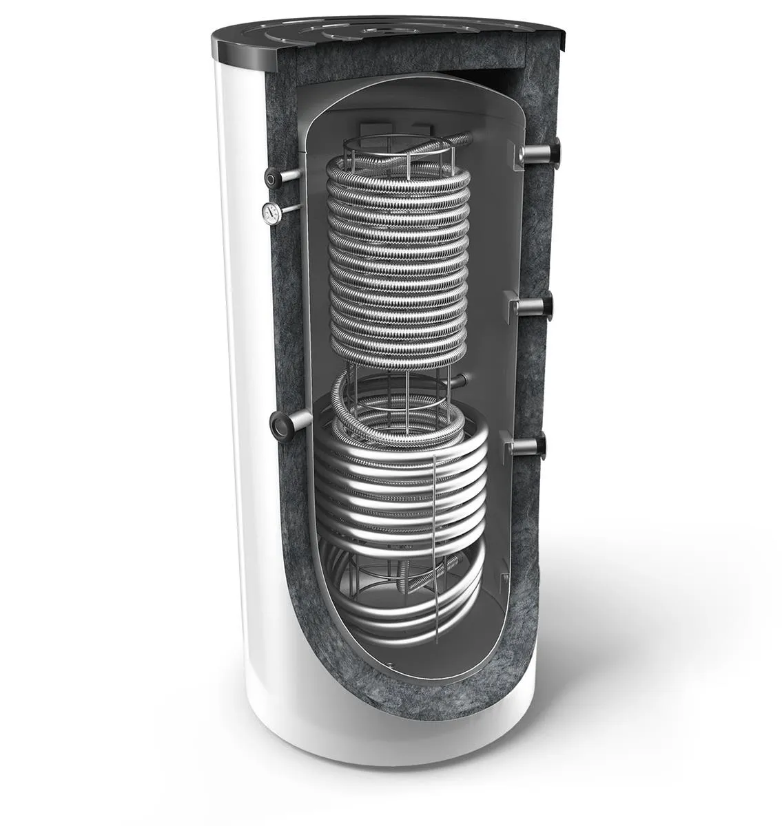 Gecombineerde buffertanks met RVS warmtewisselaar + 1 wissel