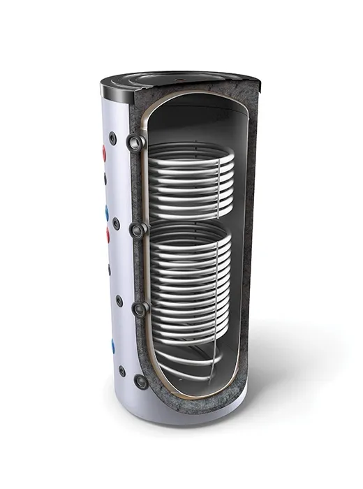 Buffertank 2000L voor verwarmingssystemen met 2 wisselaars
